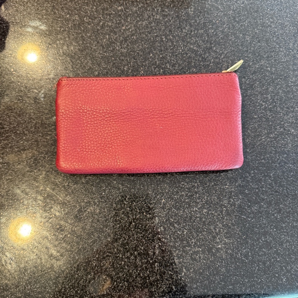 Fossil Deep Red Leather Card & Key Organizer Wallet - Picture 3 of 4